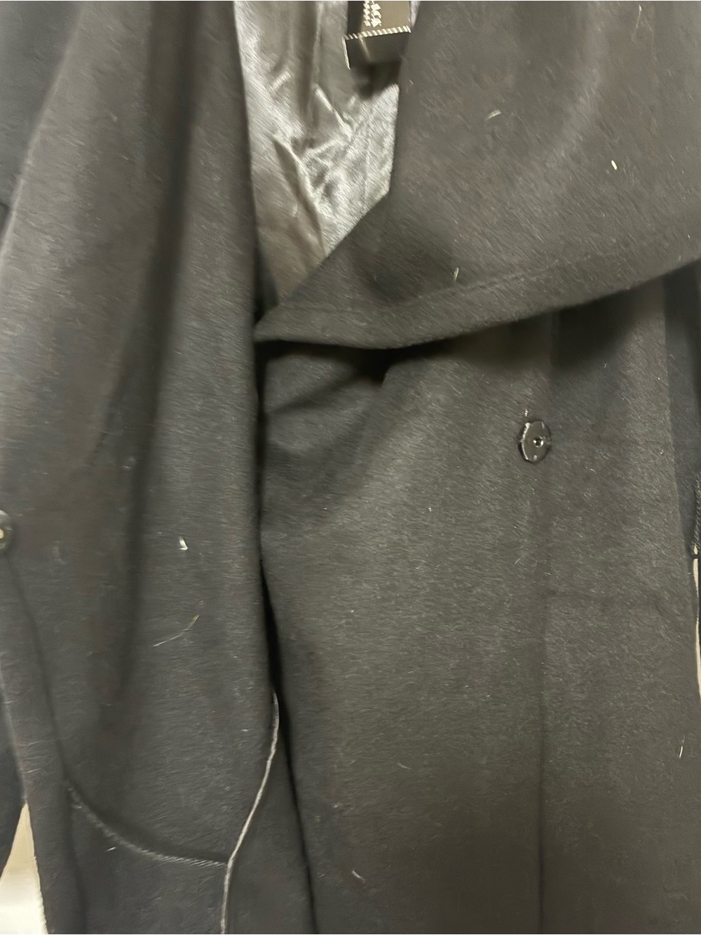 NWT White House Black Market Black Shawl Collar Wool-Blend Wrap Coat w belt - Picture 4 of 10